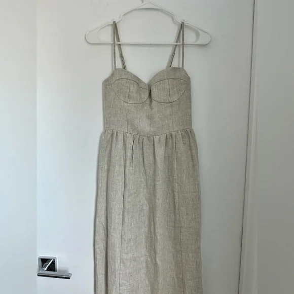 Reformation NWT 2 Effie Oatmeal Linen Bustier Maxi Dress - Picture 5 of 10
